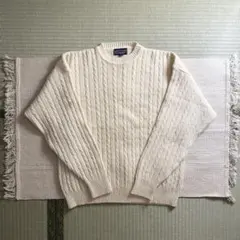 Lands' End アイボリー ケーブルニットセーター