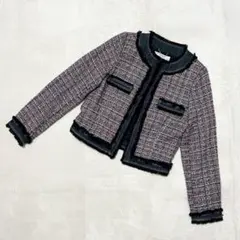 ★美品★エイミーイストワール　ツイードジャケット　S ツイード　デニム　フリンジのサムネイル