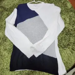 THE SHOP TK  L ネイビー・ホワイト・グレー薄手ニット