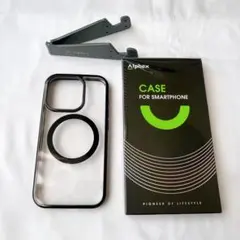 iPhone15 pro ケース 黒 iPhoneカバー スマホスタンド