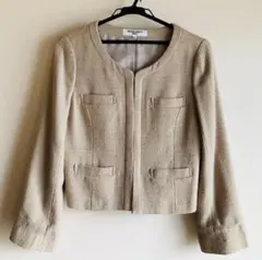 NATURAL BEAUTY BASIC ノーカラージャケット M ベージュ