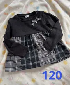 スラップスリップ　長袖カットソー 黒/チェック柄