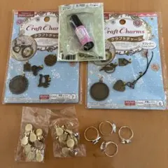 クラフトチャーム 2種セット UVレジン用手作り指輪　イヤリングパーツ等