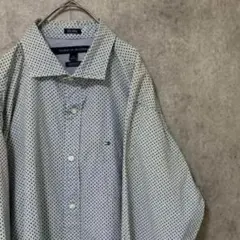 トミーヒルフィガー　総柄シャツ　メンズL 長袖　ワンポイント　古着