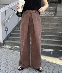 【3サイズ展開/低身長サイズ】デニムタックワイドパンツ