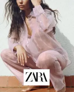 ほぼ未使用　美品　ZARA ザラ　オーガンザー　ボトムス　パンツ　ストライプ