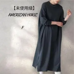 【未使用級】アメリカンホリック　ニットワンピース　ロング　レーヨン　グレー　F