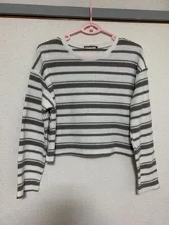 ZARA ホワイト・グレー ストライプ 長袖のサムネイル
