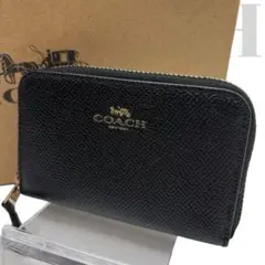 美品◎ コーチ コインケース 小銭入れ ラウンドジップ YKK刻印 黒 レザー