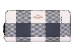 COACH コーチ　長財布 ラウンドファスナー チェック柄