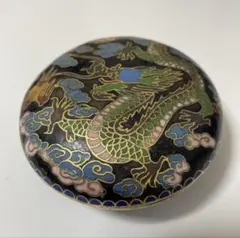 中国美術 七宝焼 龍図 蓋付 小物入れ 景泰藍 骨董アンティーク