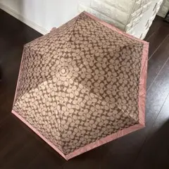 美品COACH UVカット 晴雨兼用 シグネチャー ピンク　折り畳み傘のサムネイル