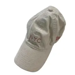 NYC 刺繍コーディロイ キャップ ピンク刺繍ロゴ NEW ERA ホワイト