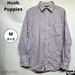 Hush Puppies ストライプ トップス シャツ 長袖 刺繍ロゴ Mのサムネイル