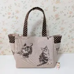 サイドポケットトートバッグ 猫さん柄♪