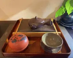 美品和風　中国・台湾茶器６セット 急須　萬古ダイヤカット　低背　ヴィンテージレア