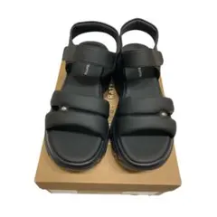 【黒/L】ORiental TRaffic カットデザインパデット厚底サンダル