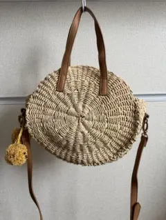 円形ラタンかごバッグ