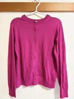 UNIQLO UVカットクルーネックカーディガン 長袖 ピンク L