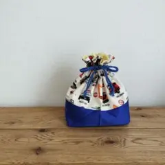 現品限り☆ハンドメイド　お弁当袋　リアルワーキングカー　ブルー