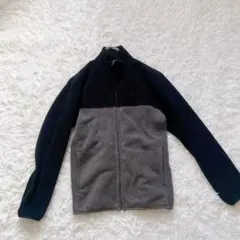 ユニクロ 切り替え フリース ジャケット ブラック グレー M