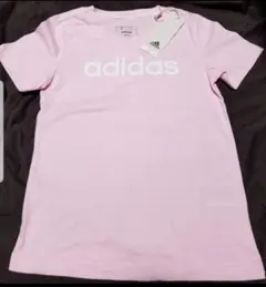 adidas　アディダス　140cm　半袖Tシャツ　ロゴ入　ピンク×白　新品