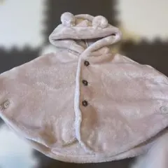 クマ耳ファーポンチョ　ピンク