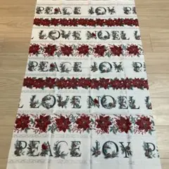 ホフマン✨ボーダー柄 ポインセチア 赤い鳥他✨シルバー✨66×109