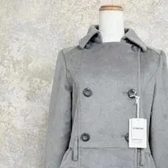 【新品タグ付】グレー ロングコート M相当 ベルト付 上品 大人フェミニン 秋冬