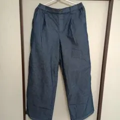接触冷感·UVケア　きれい見えストレッチデニムライクセミワイドパンツ LTサイズのサムネイル