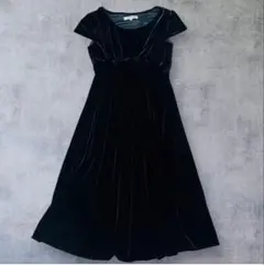 BATEAU MOUCHE ベルベット ワンピース 半袖　フォーマル　ブラック