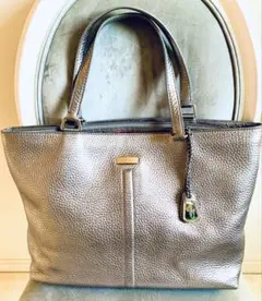 Cole Haan トートバッグ メタリックグレー レザーのサムネイル