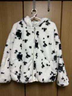 フェイクファーブルゾン ダルメシアン 牛柄 Mサイズ フード付き