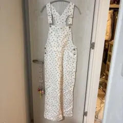 花柄ホワイトサロペット