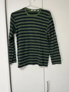 UNIQLO 緑と紺のストライプ 長袖カットソー Mのサムネイル