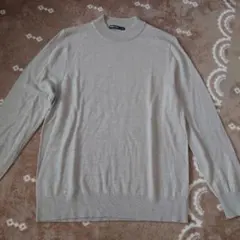 メリノウール ベージュ 長袖セーター LL