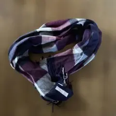 UNTITLED ウール100% パープルチェックマフラー