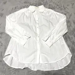 SHOO・LA・RUE 白シャツ 長袖ブラウス ギャザー コットン Mのサムネイル