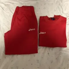 asics ジャージ上下セット レッド