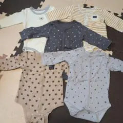 ほぼ新品70〜80サイズベビー長袖ロンパースシャツ5枚セット