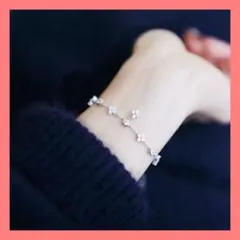 花モチーフ 華奢 ブレスレット きれいめ ストーン 大人可愛い