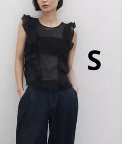 ZARA ザラ　フリル セミシースルーブラウス　新品、未使用