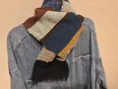 【手織りマフラー】コットン×ウール＊一点物＊個性的配色