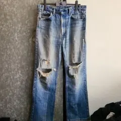 80s Levi's 517 オレンジタブ　革パッチ usa製　鬼ヒゲ　ダメージ