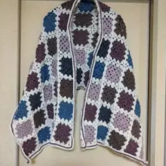 かぎ針編み　グラニースクエアストール　ショール　マフラー