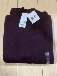 新品 未使用ユニクロUNIQLO C ローゲージハイネックセーター ワイン Ｍ