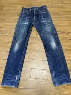 リーバイス501XX復刻55501赤耳ビッグE濃紺ヒゲ色落ちダメージw30