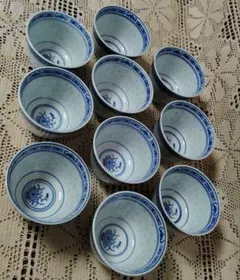 中国景徳鎮湯呑１０個　Made inChina お茶道具a63
