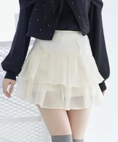 MAJESTIC LEGON アイボリー フリル付きミニスカート