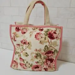 LAURA ASHLEY　ローラアシュレイ　シェニール織り　花柄　トートバッグ